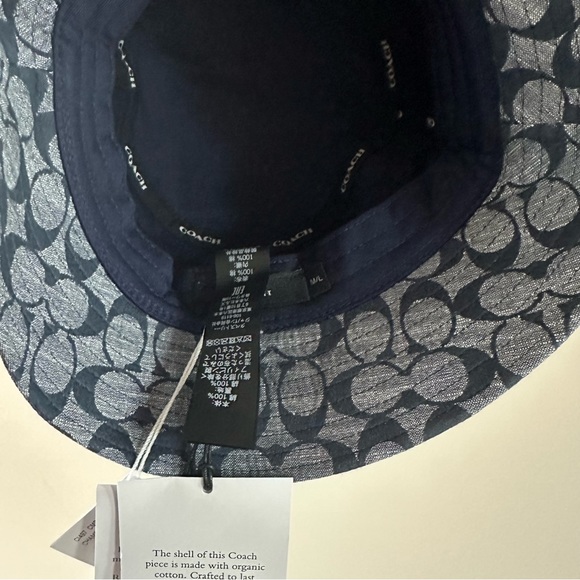 NWT COACH SIGNATURE CHAMBRAY BUCKET HAT CI497 M/L - Picture 4 of 6